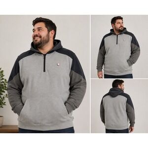 Twitch Quarter Zip Hoodie Mens 3XL Grey Black Colorblock Gaming Pullover Esports